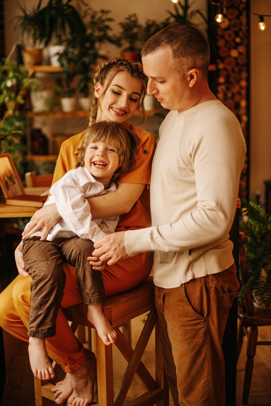 a happy family indoors